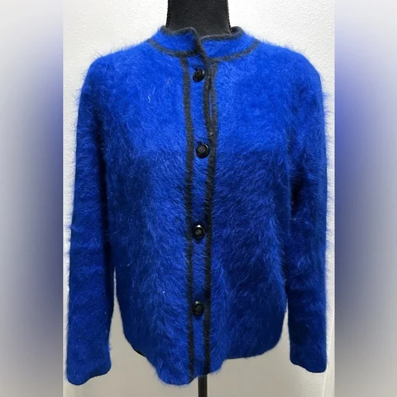 Venesha Vintage Angora Sweater Jacket - Medium - Blue - Used - Picture 1 of 5